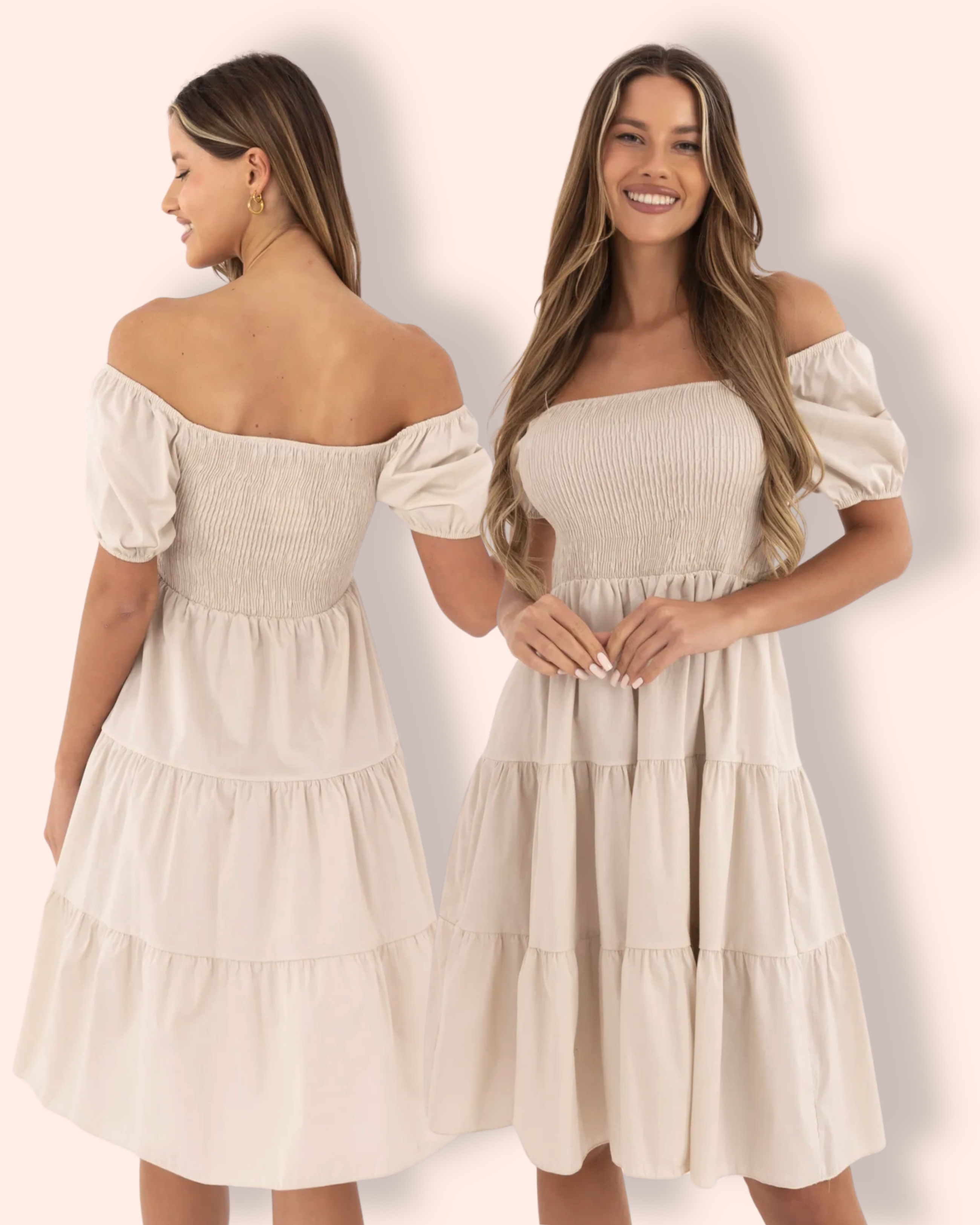 ELLEN frillamekko vaalea beige