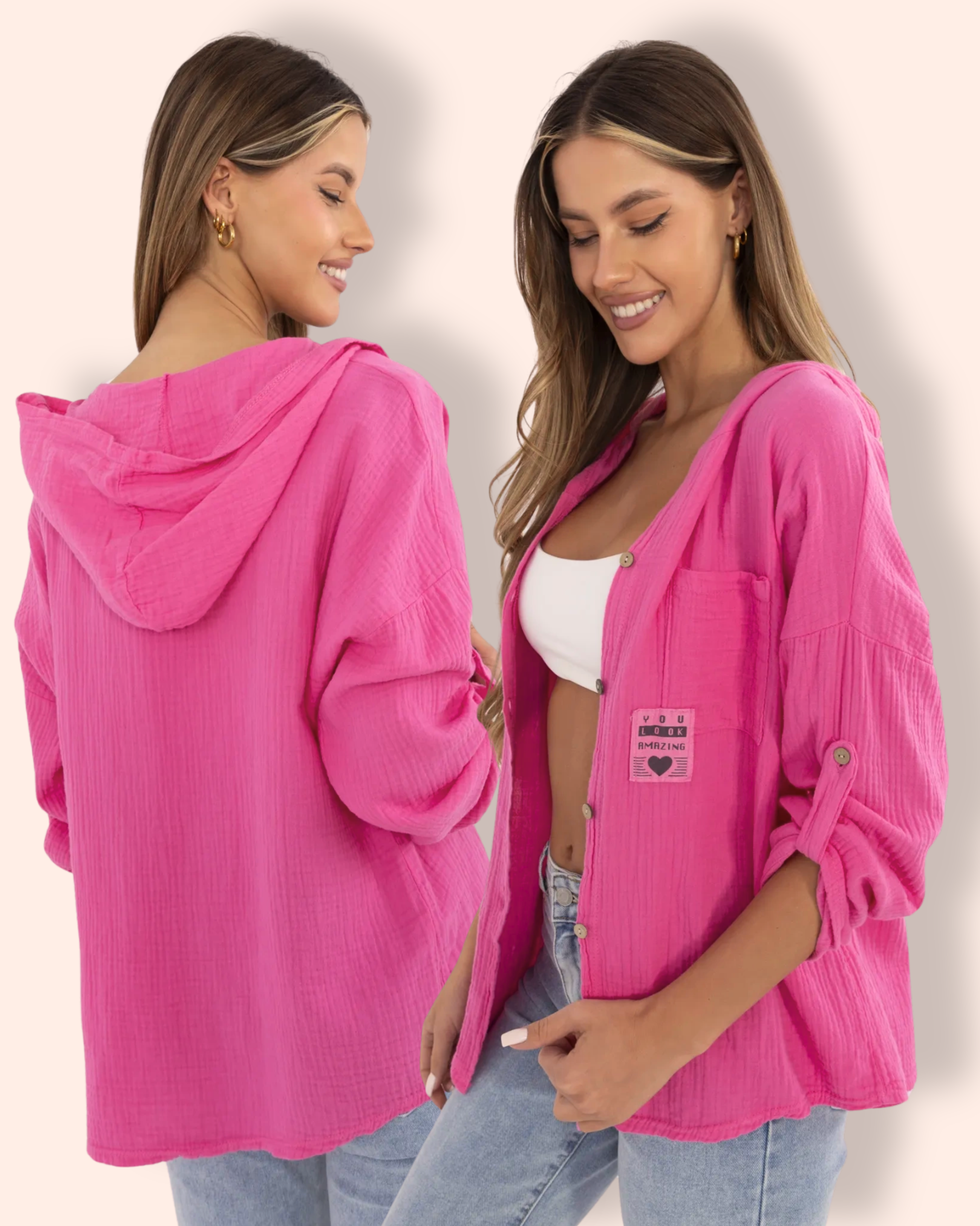 ESME musliinihupparitakki pinkki
