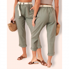 MARLA pellavapuuvillahousut khaki