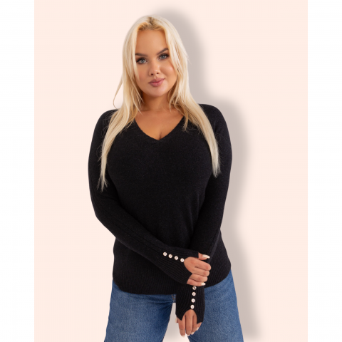 VERONIKA plus size neulepusero musta